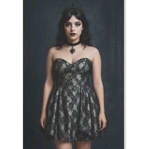 Speechless Y2K Dress Junior 13 Black Lace Bubble Hem‎ Whimsigoth Dark Coquette